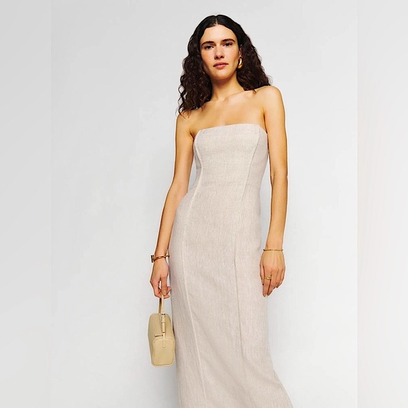 Reformation Layton linen strapless dress - Picture 3 of 13
